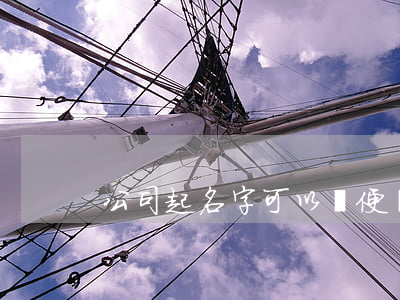 公司起名字可以隨便亂取嗎？